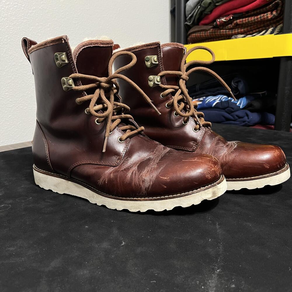 Shearling Sheep Leather Vibram Boots Vintage UGG Waterproof Men Size 11 Lace Up
